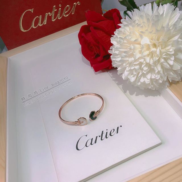 Cartier首飾 卡地亞護身符手鐲 卡地亞Amulette de Cartier系列 進口S925純銀搭配天然貝殼黑瑪瑙  zgk1418